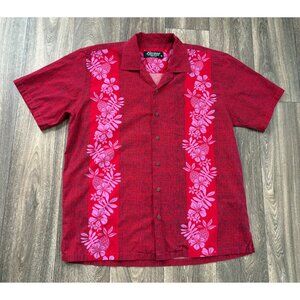 Favant Men's Hawaiian Shirt Size XL Red Aloha Floral Summer Cruise Beach Cotton